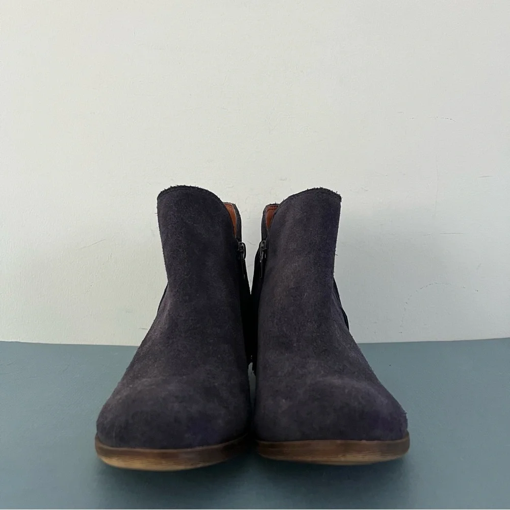 Lucky Brand Benji Blue Suede Fringe‎ Western Ankle Booties